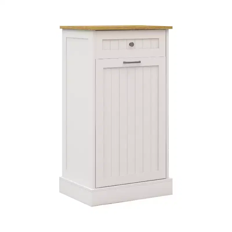 AndMakers 19.68 in. W x 13.77 in. D x 35.62 in. H Ready to Assemble Trash Can Kitchen Cabinet