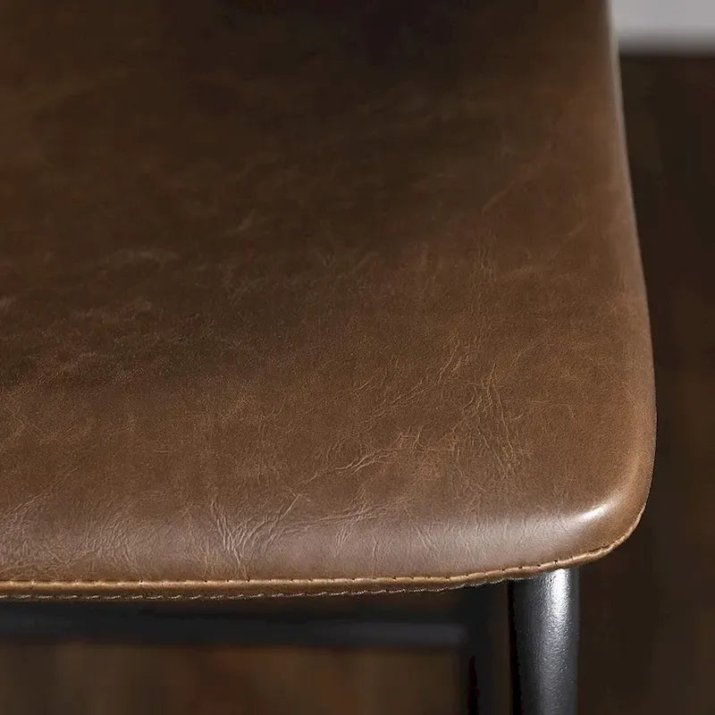 Faux Leather Counter Height Bar Stool with Iron Frame, 30 Inch