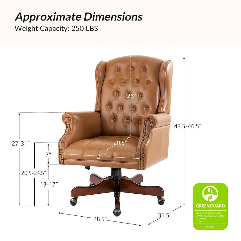 Modern swivel executive chair with tufted backrest