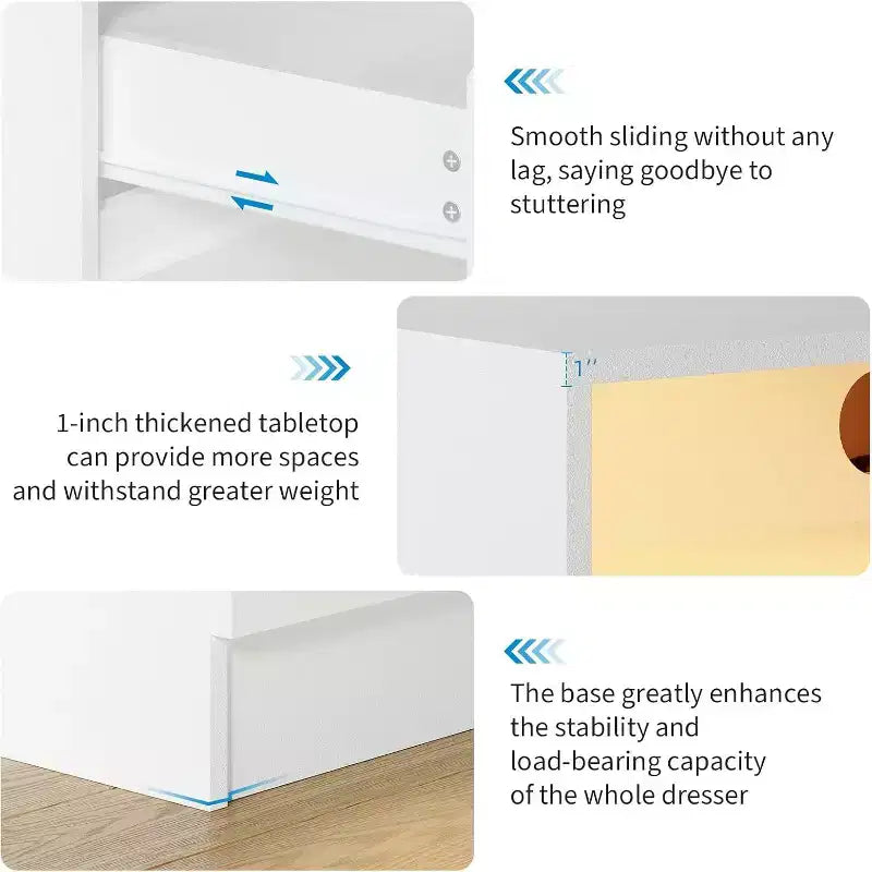 6-Drawer Dresser with LED Lights and Charging Station
