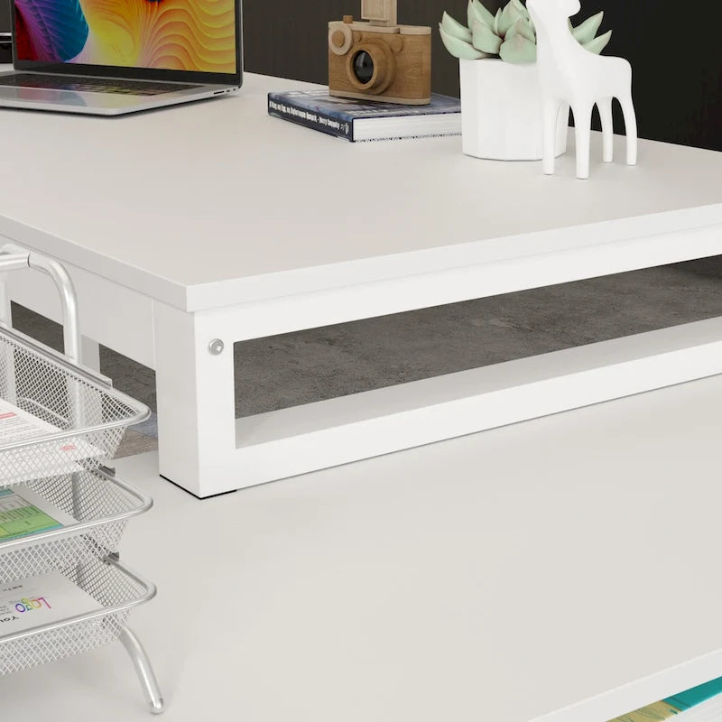 55-inch L Shaped Office Computer Desk with Drawers