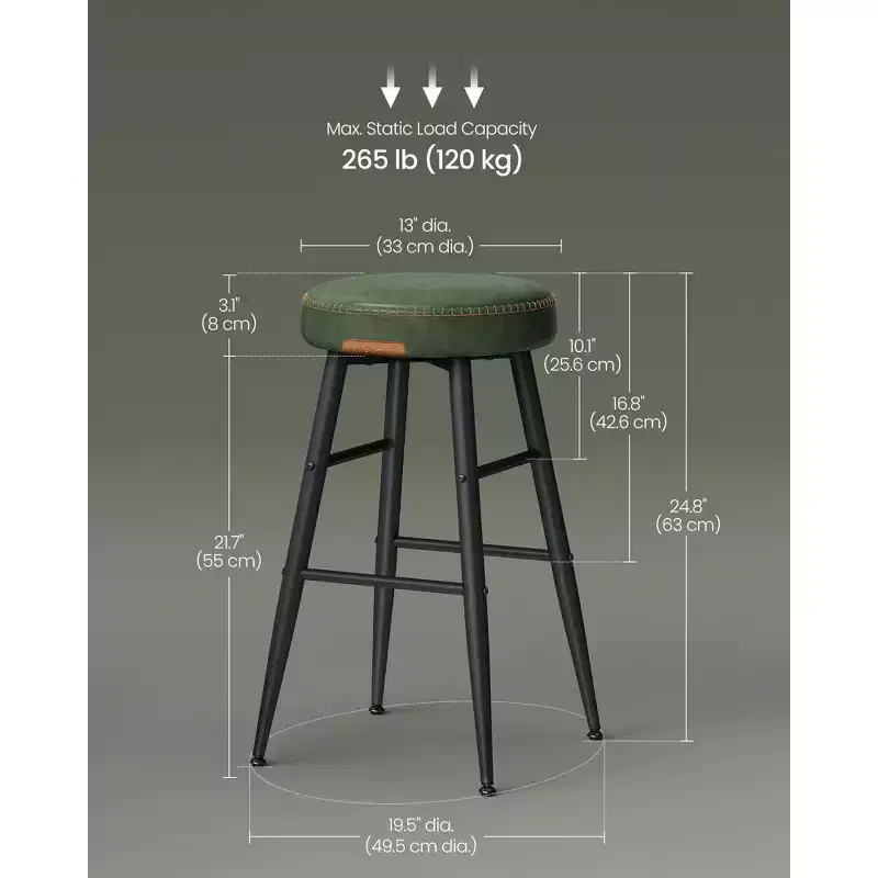 EKHO 24.8-Inch Tall Bar Chair Set of 2, Counter Height Bar Stools, Kitchen Counter Stools