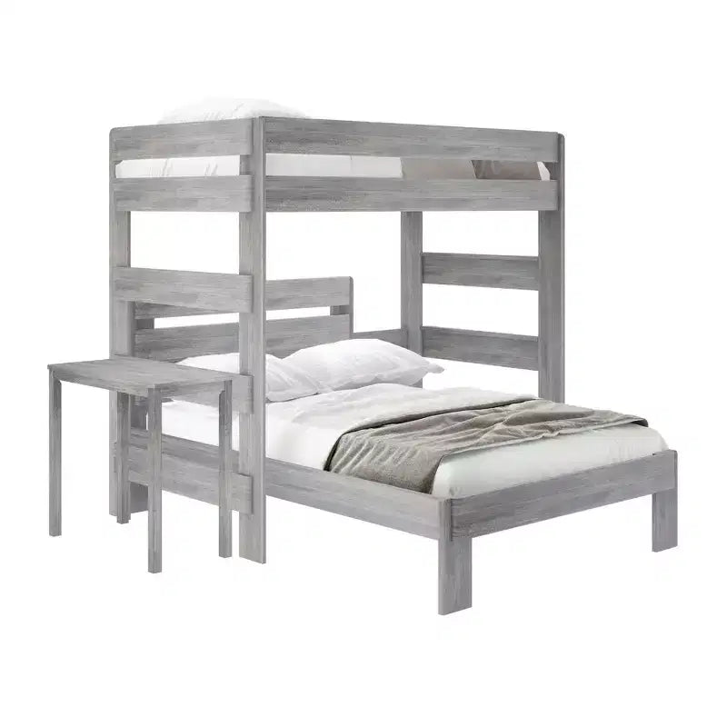 Plank+Beam Solid Wood Farmhouse Twin over Full L-Shaped Bunk Bed Bed with Desk