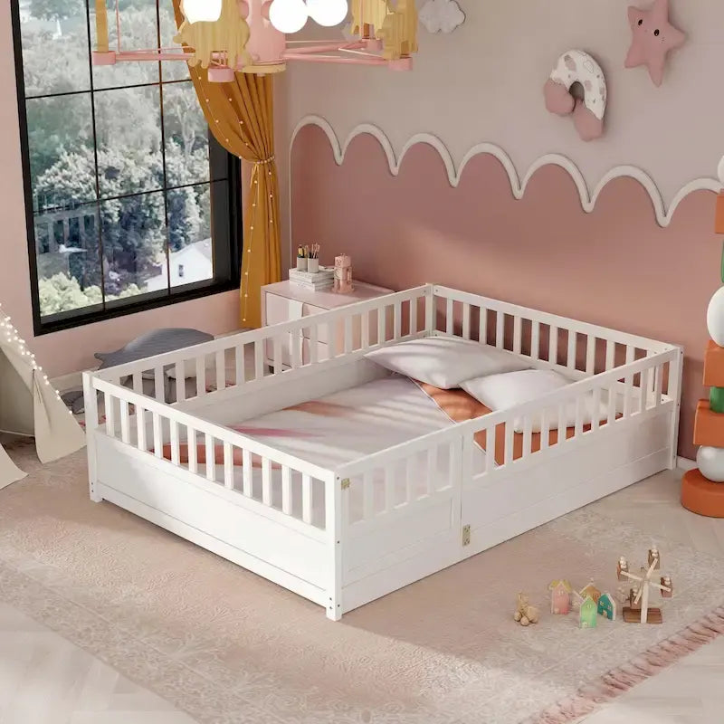 Wooden Children's Floor Bed without Support Slat