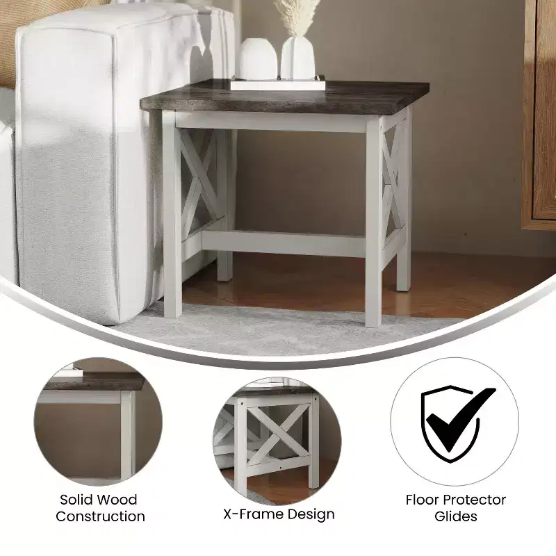 Emma and Oliver Solid Wood Farmhouse Style End Table
