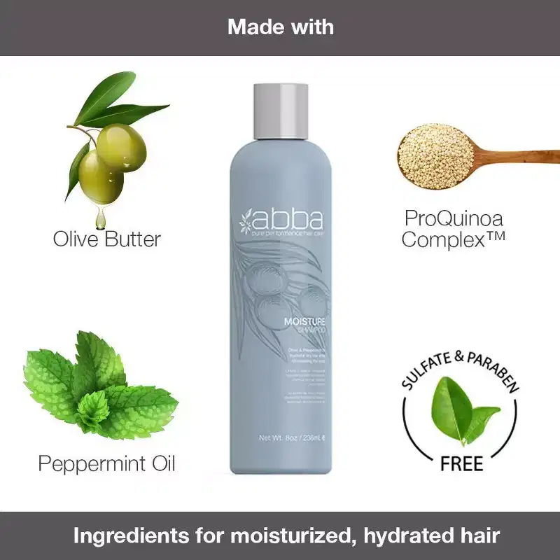 Abba Pure Moisture Shampoo (8 oz) and Abba Pure Moisture Conditioner (8 oz) | Moisturize Hair | Protects Scalp | Reduce Frizz - DUO SET