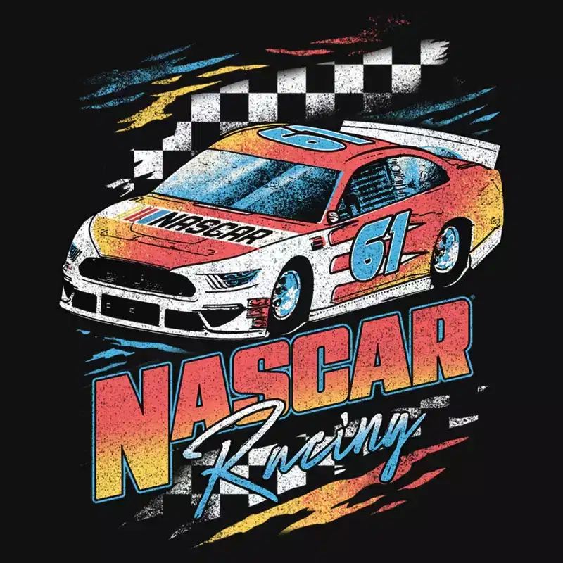 Girls NASCAR Retro Racing Checkers 61 T Shirt