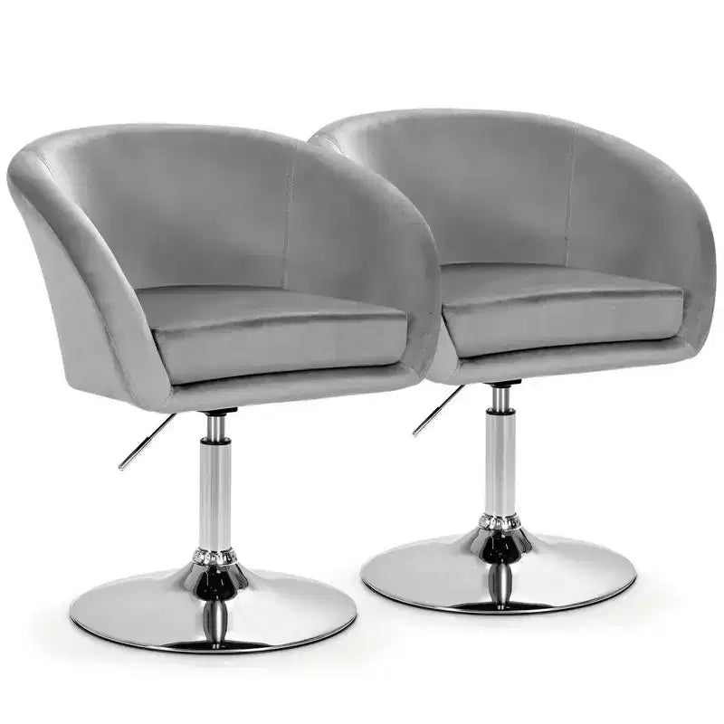 Costway Set of 2 Modern Velvet Chair Height Adjustable Bar Stool Swivel