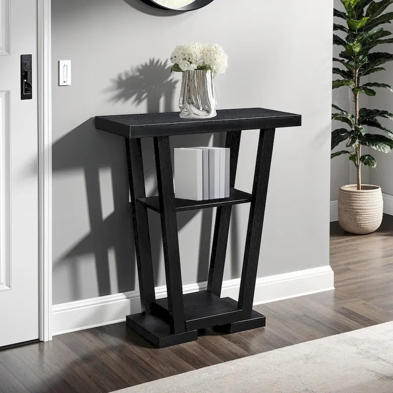 V-Shaped Console Table with Shelves
