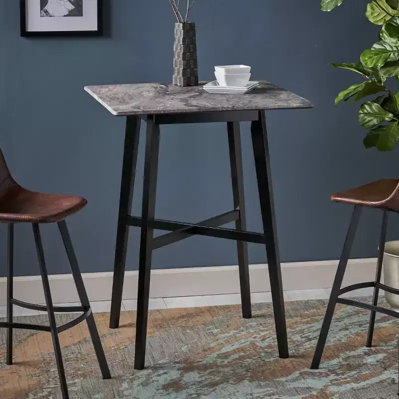 GDFStudio Hildred Modern Laminate and Rubber Wood Square 42 Bar Dining Table