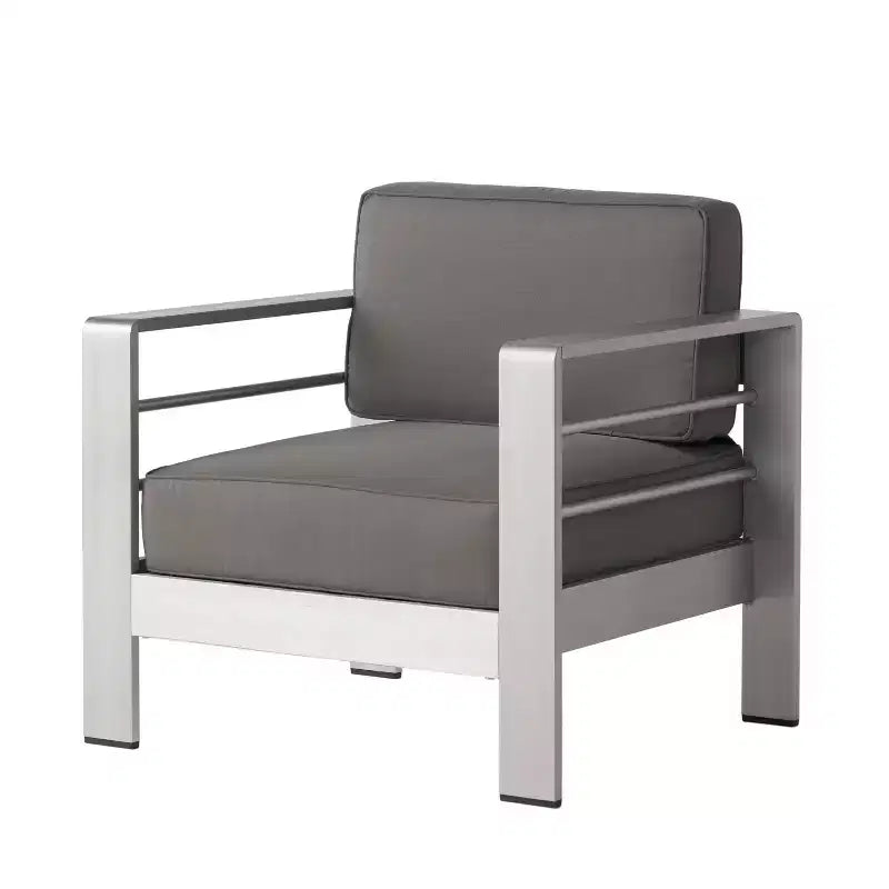 Cape Coral 5pc Aluminum Sofa Set with Cushions - Khaki - Christopher Knight Home: Weather-Resistant Patio Conversation Set