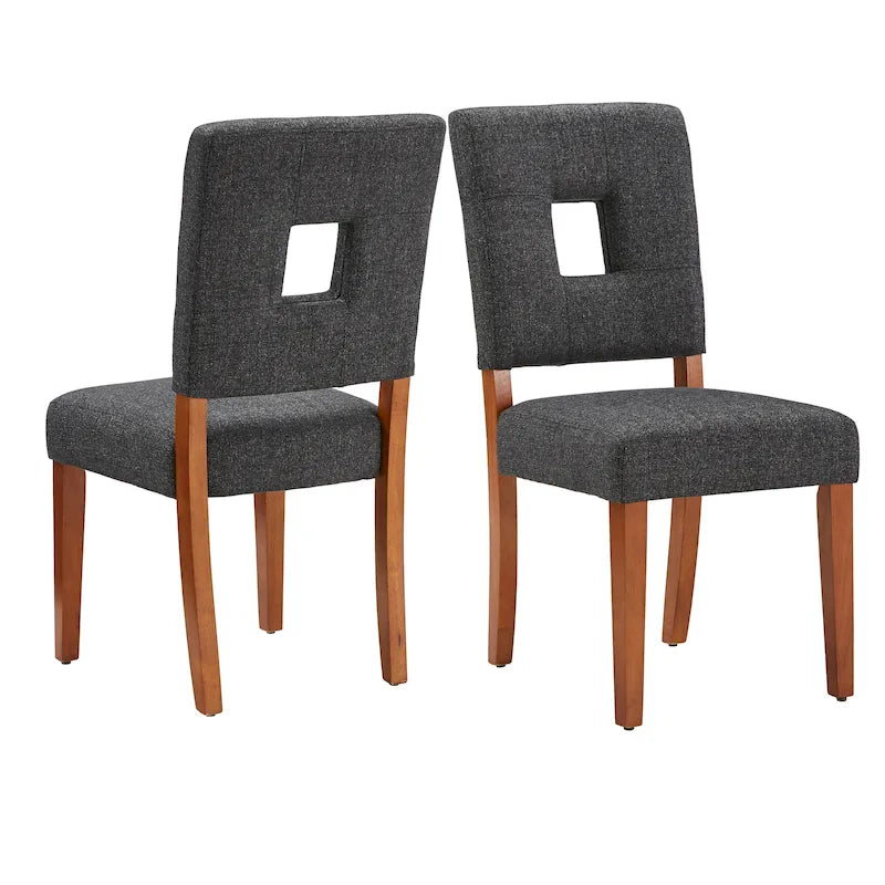 Upholstered Fabric Keyhole Dining Chair