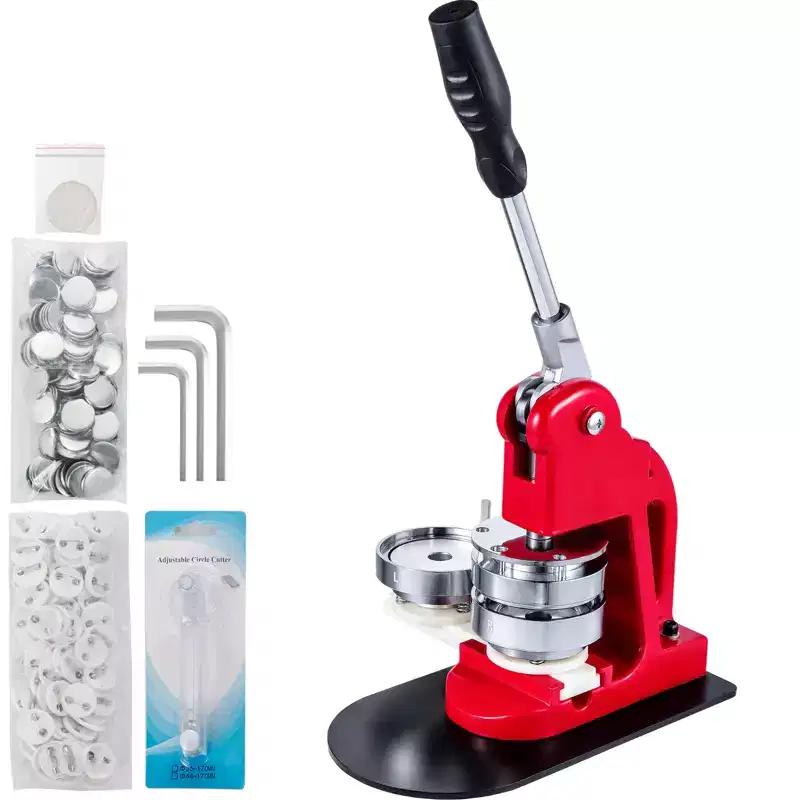 VEVOR Button Maker Machine, 75 mm (3 inch) Badge Punch Press Kit, Children DIY Gifts Pin Maker, Button Making Supplies, Orange