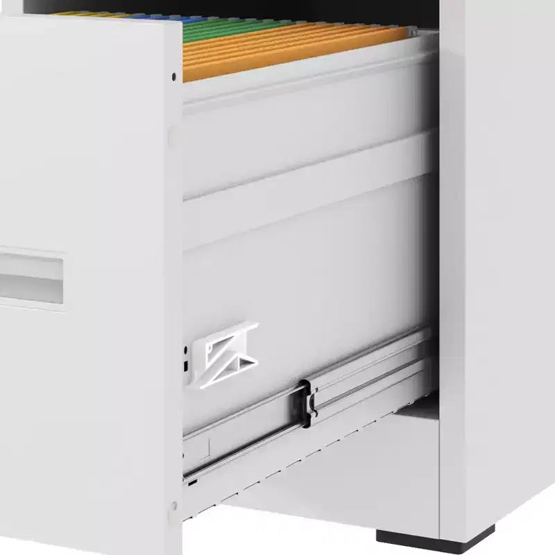 2-Drawer Narrow Metal File Cabinet with Lock – White