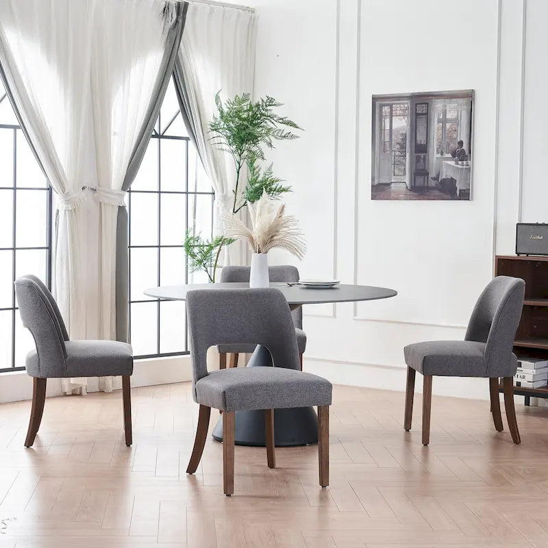 Set of 4 Fabric-upholstered Dining Chairs