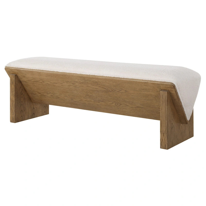 23806 Wedged 59 Wide Wood Framed Polyester Bench