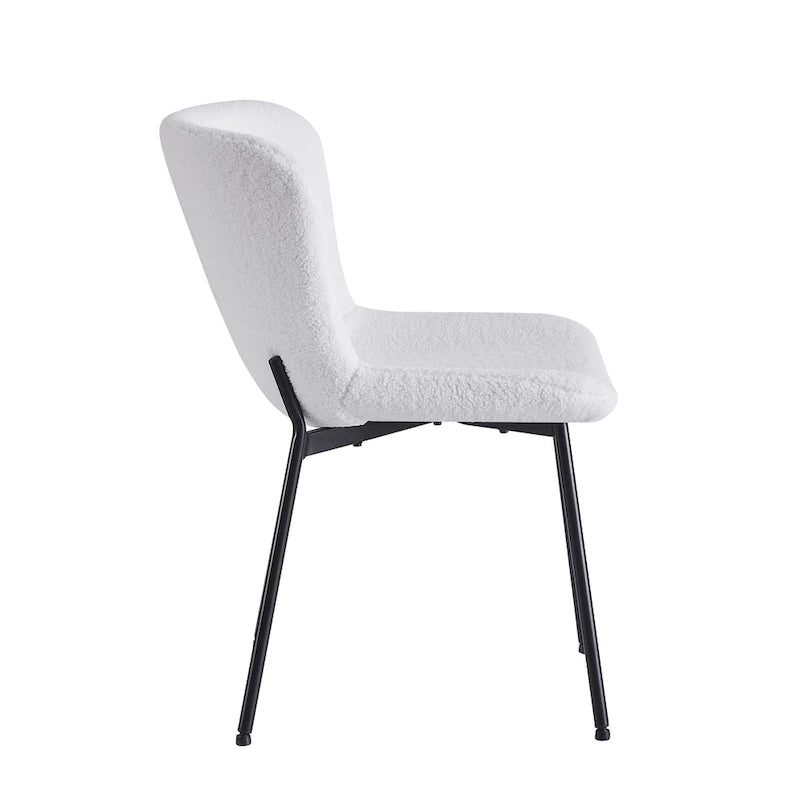 Fabric Upholstered Armless Dining Chairs with Powder-Coated Steel Legs, Set of 2
