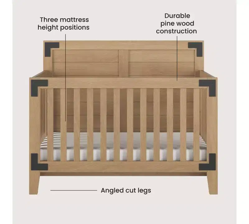 Child Craft Lucas Crib and Dresser Nursery Set, 2-Piece, Includes 4-in-1 Convertible Crib and 3-Drawer Dresser