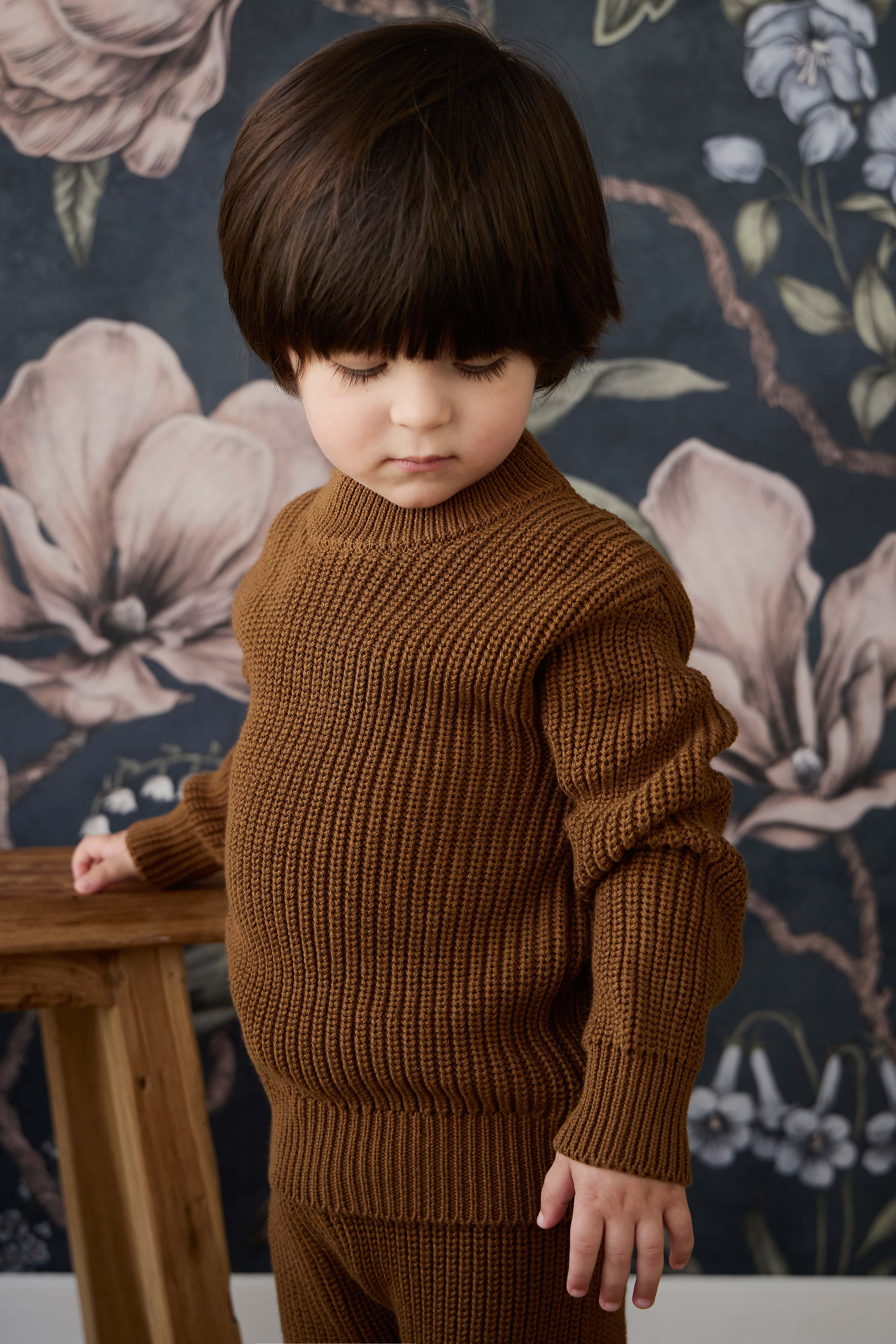 Solid Cotton Crew-Knit Jumper with Ribbed Cuffs & Hem for Baby & Toddler Cozy Everyday (0�C6Y)