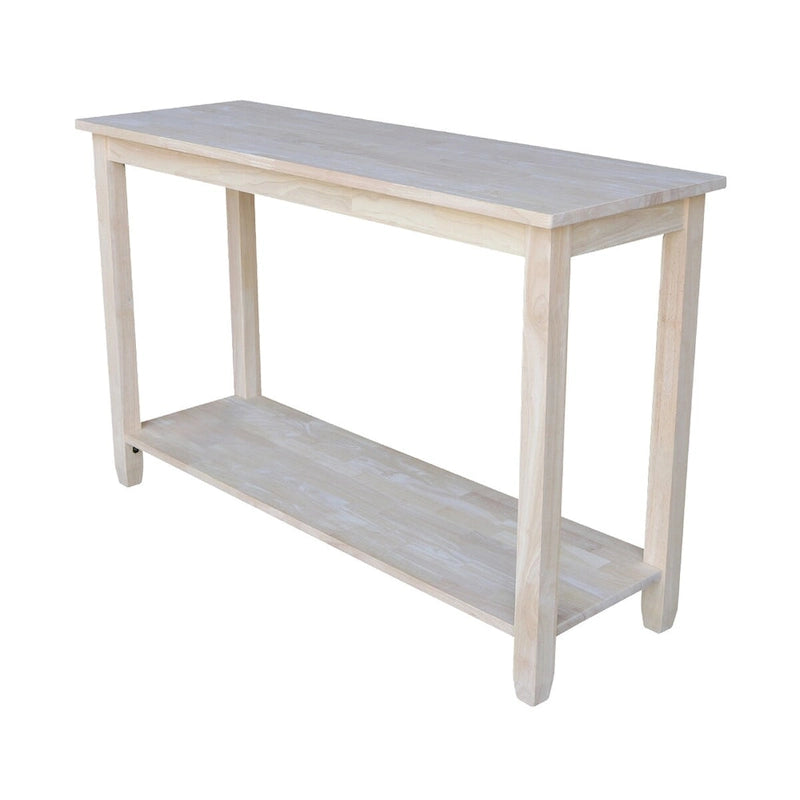 Unfinished Solid Parawood Sofa/Server Table with Lower Shelf