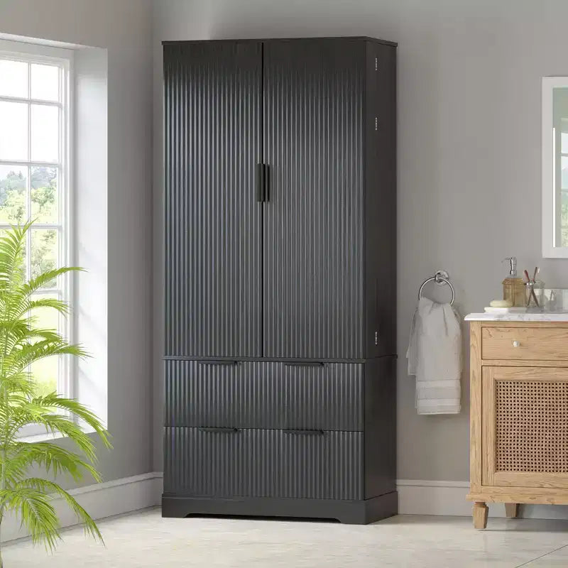 72in Modern Tall Storage Cabinet with 2 Doors and 4 Drawers, Cabinet for Living Room, Hallway, Kitchen
