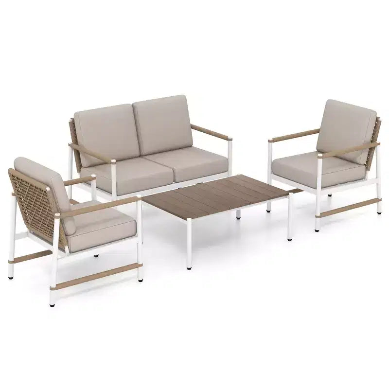 Costway 4/8 PCS Patio Furniture Set Patio Loveseat Sofa with a Coffee Table 2 Single Couch