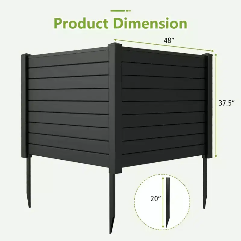 Costway 48L x 37.5H Air Conditioner Fence with 3 Ground Stakes Black/White