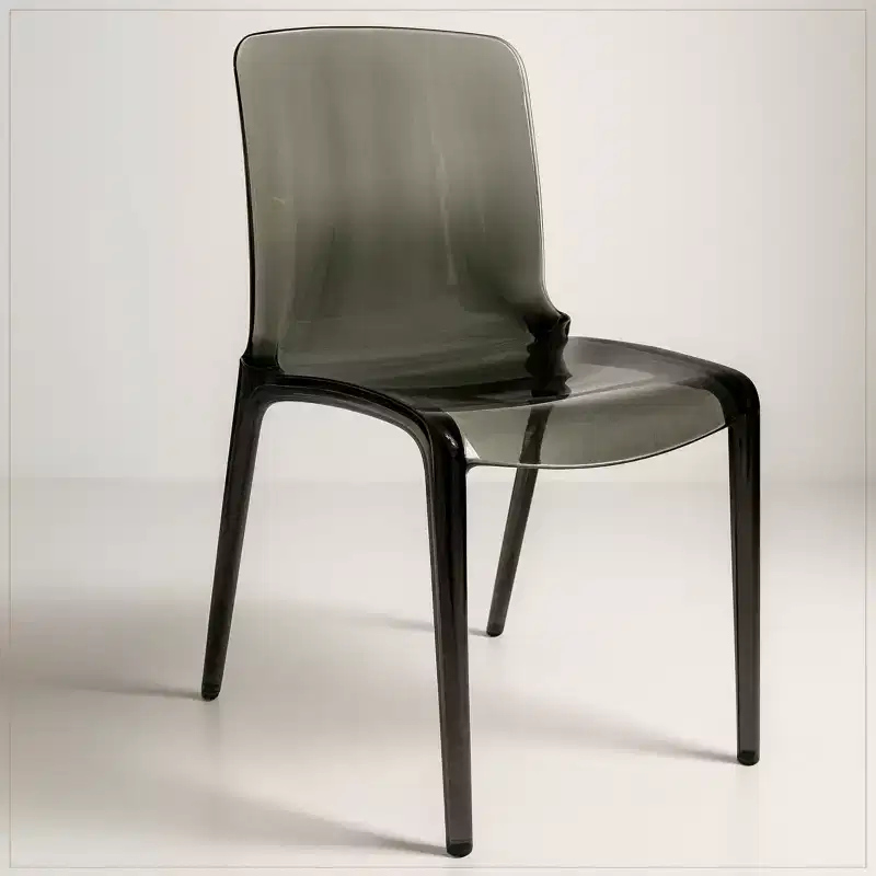 LeisureMod Murray Mid-Century Modern Dining Chair - Waterfall Edge Design Acrylic, Ergonomic and Stackable, Set of 4