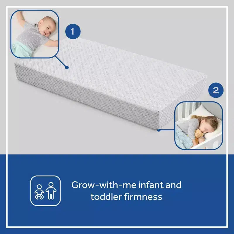 Sealy Refresh Breathable Knit Crib 6 Foam Mattress - White: Firm Side/Soft Side, Hypoallergenic, Waterproof Cover