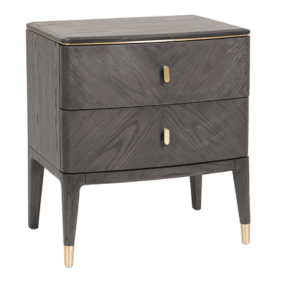 Grey & Gold 2 Drawer Bedside Table