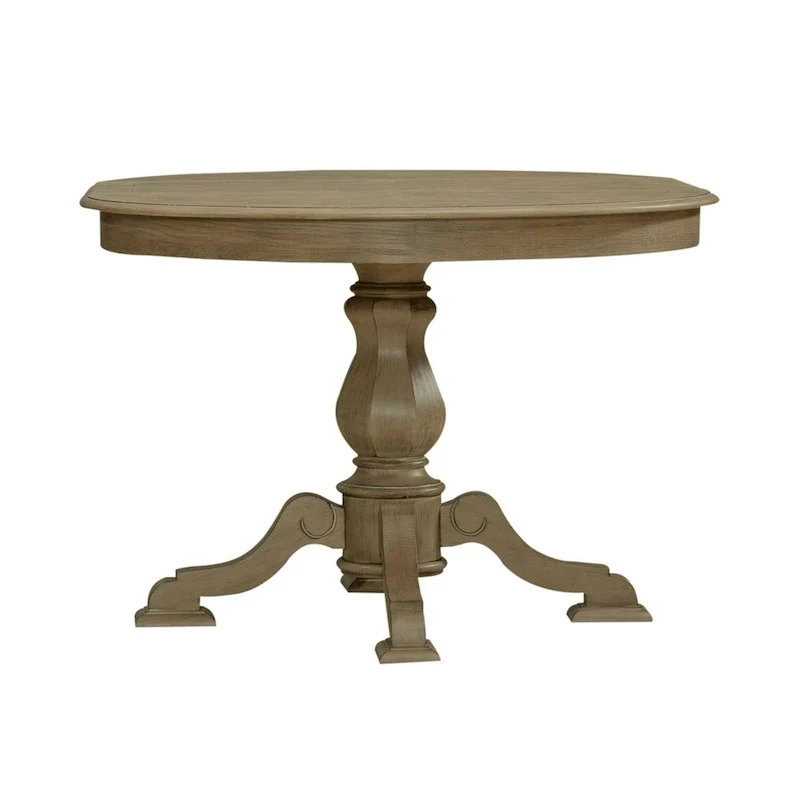 Magnolia Manor Round Pedestal Dining Table with Expandable Leaves - 2 Finishes