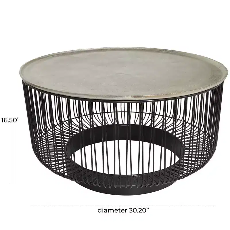 Olivia & May Metal Geometric Open Frame Wire Coffee Table