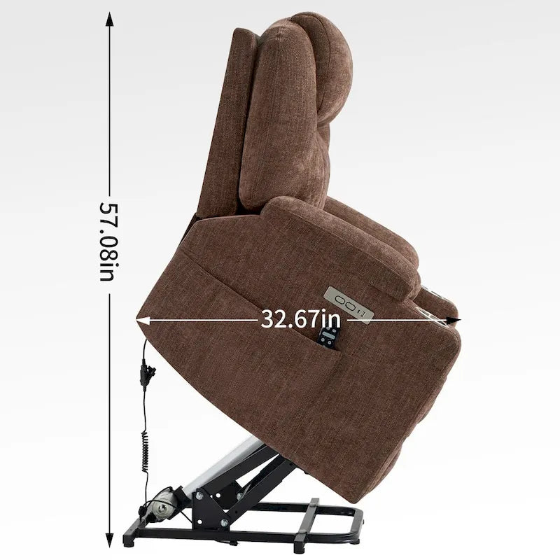 Power Lift Recliner | 8-Point Massage | Lumbar Heat | Dual USB | Steel Cup Holders | Blue