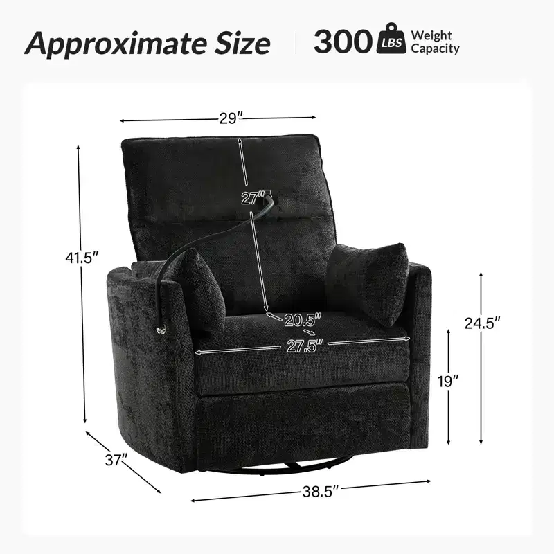 Julius 38 Power Rocking Swivel Nursery Recliner with USB Set of 2 | HULALA HOME