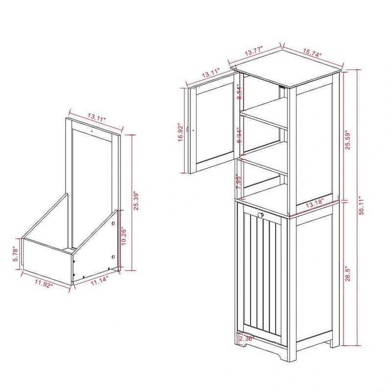 One-Compartment One-Door Tilt-Out Laundry Sorter Cabinet - White
