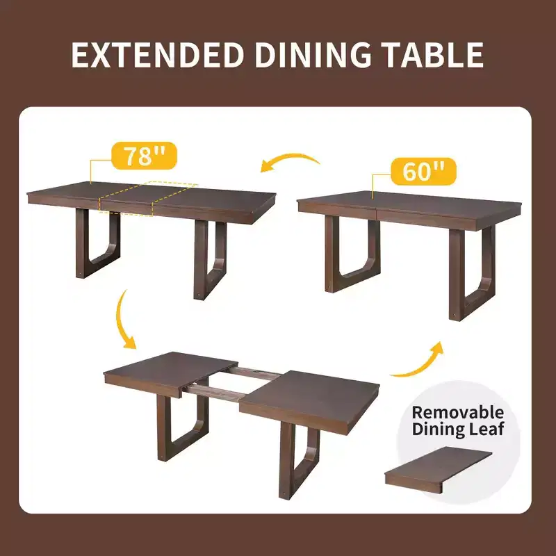 MAYEERTY 7-Piece Extendable Dining Set, 78 Rustic Table & 6 Chairs