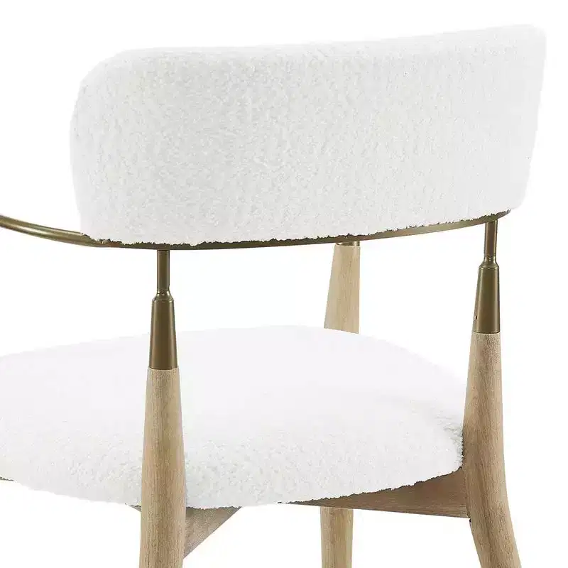 HOMLUX Set of 2 Upholstered Accent Dining Chairs Arm Rest Curved Backrest