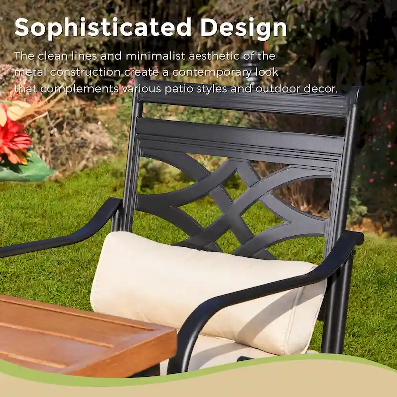 Outdoor Swivel Metal Cushioned Bar Height Patio Chairs Set of 4