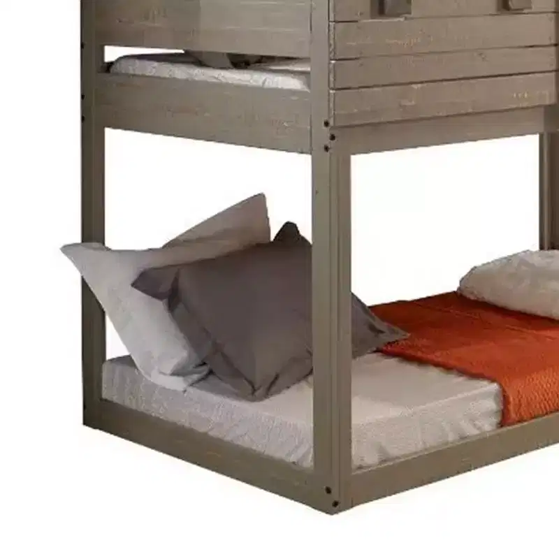 77Bunk Bed Darlene Loft and Bunk Bed Rustic Gray - Acme Furniture: Solid Pine Wood, Guardrails, Ladder, Play Area