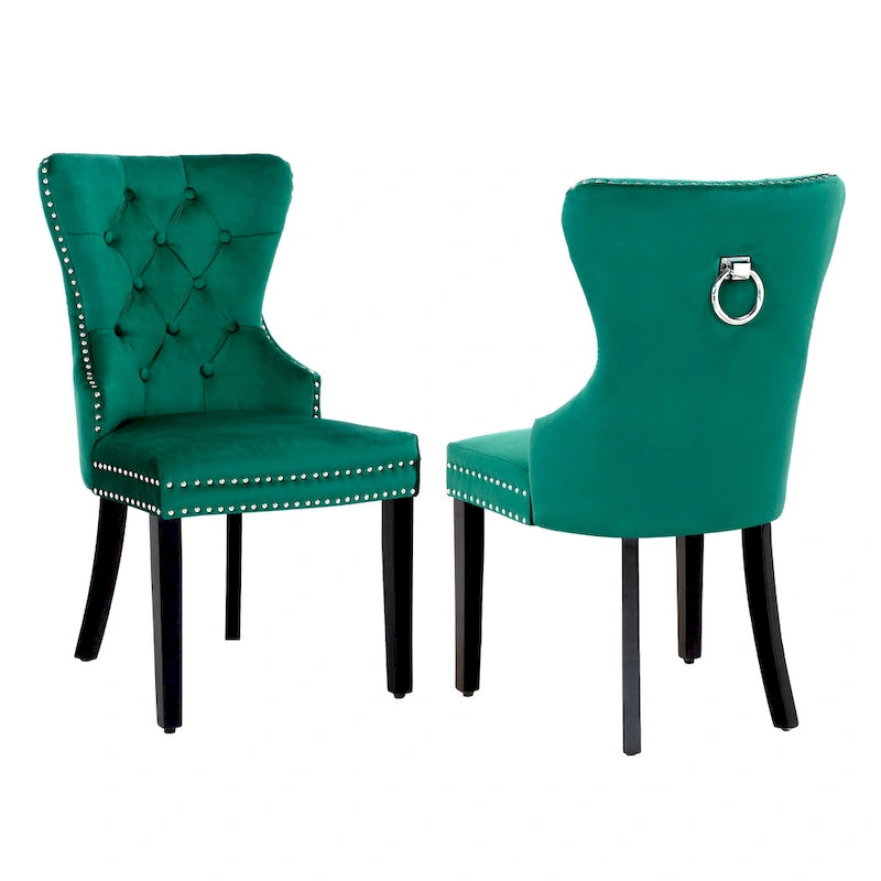 Grandview Tufted Upholstered Dining Chair (Set of 2) with Nailhead Trim and Ring Pull
