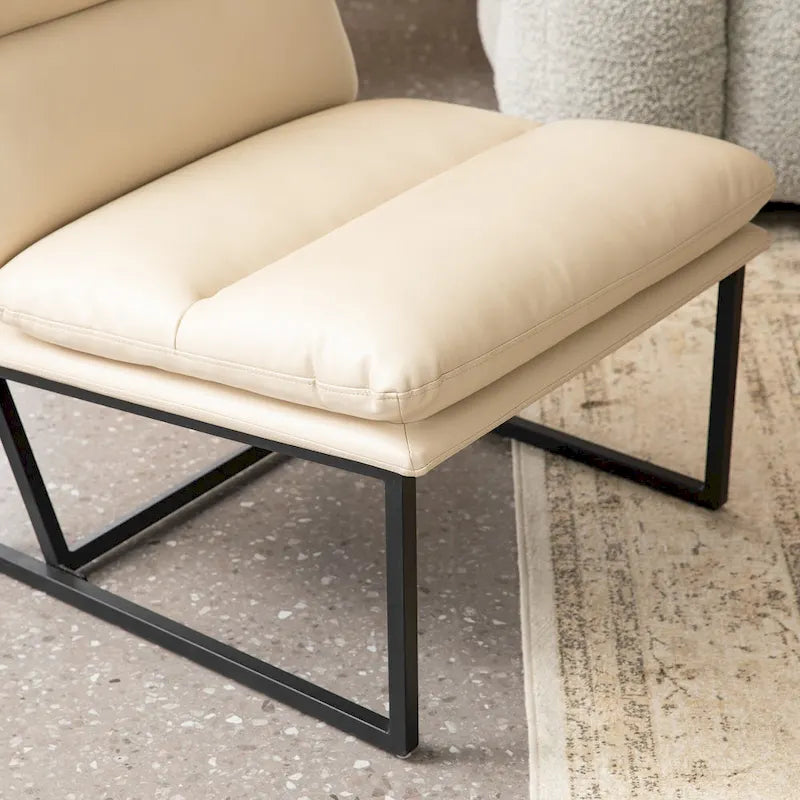 Modern Ergonomic PU Accent Armless Chair, 30.25 Inch Height