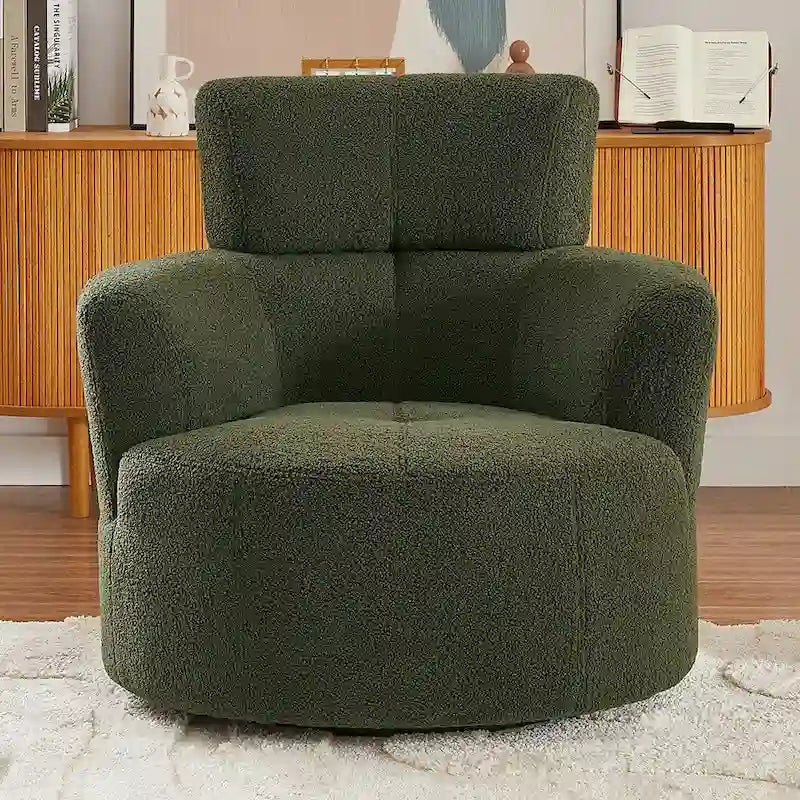 360�� Swivel Barrel Accent Chair with Adjustable Headrest