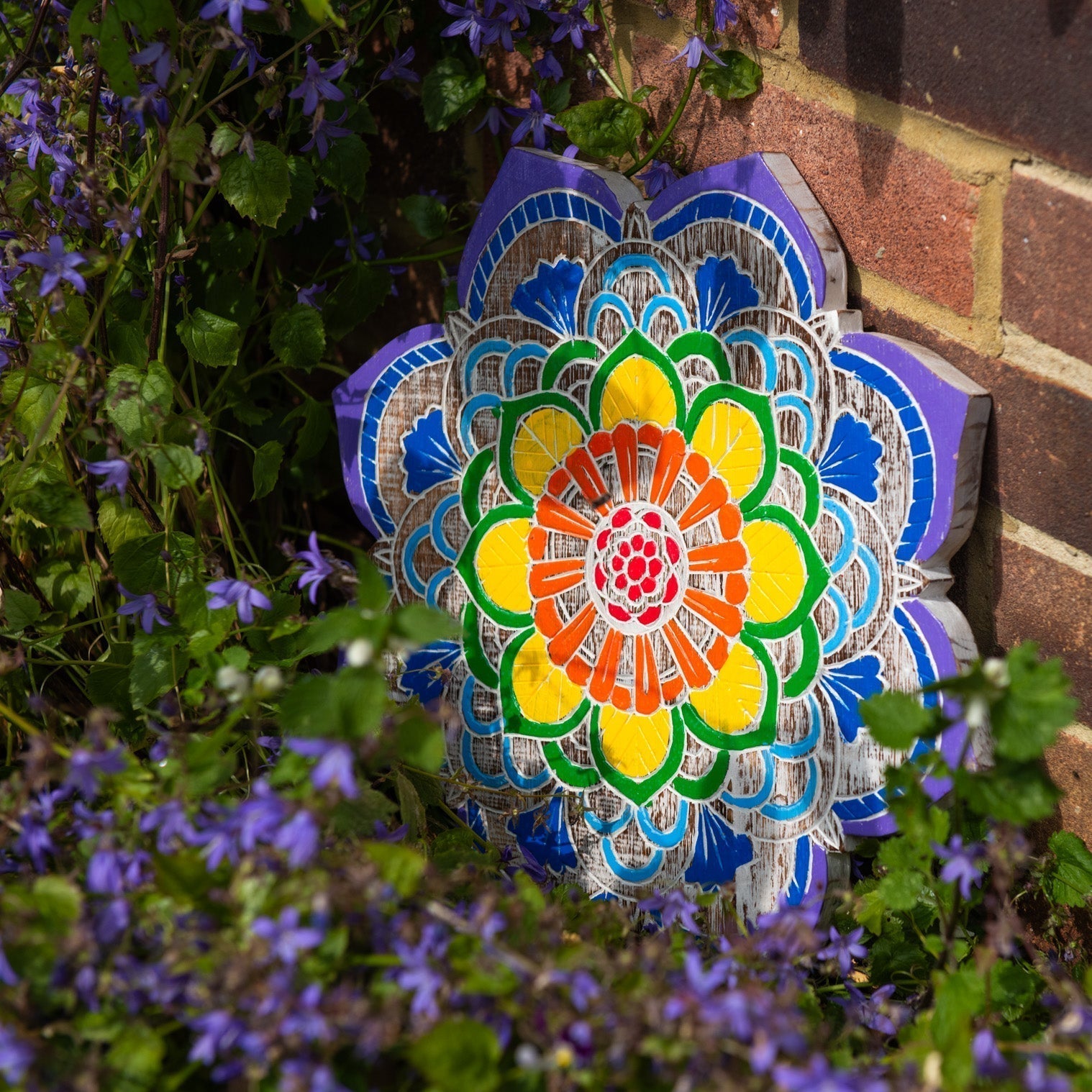 Chakra Mandala Wall Plaque, Carved Albesia Wood