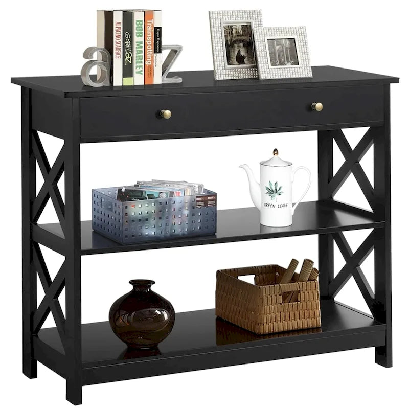 Console Table with 1 Drawer and 2 Open Shelves
