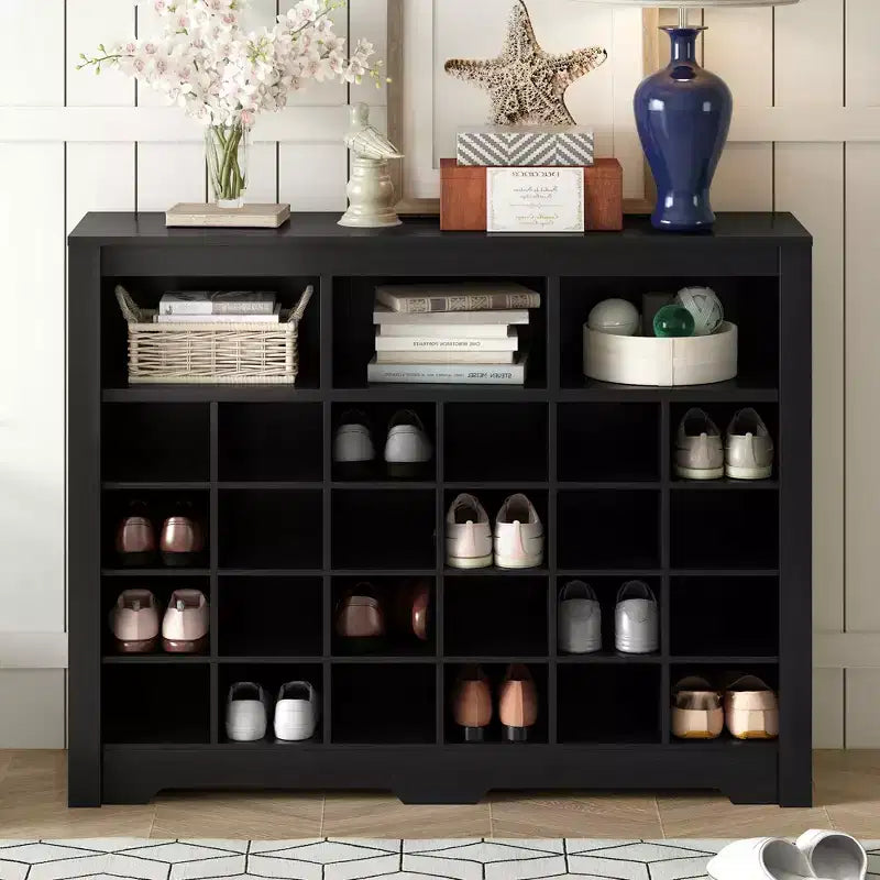 Sleek Shoe Cabinet with Curved Base, Shoe Rack for 24 Pairs, Shoe Cabinet Storage for Entryway, Living Room, Hallway