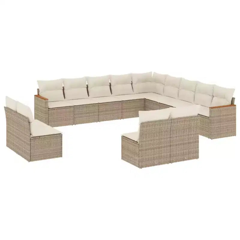 vidaXL 14 Piece Patio Sofa Set with Cushions Poly Rattan