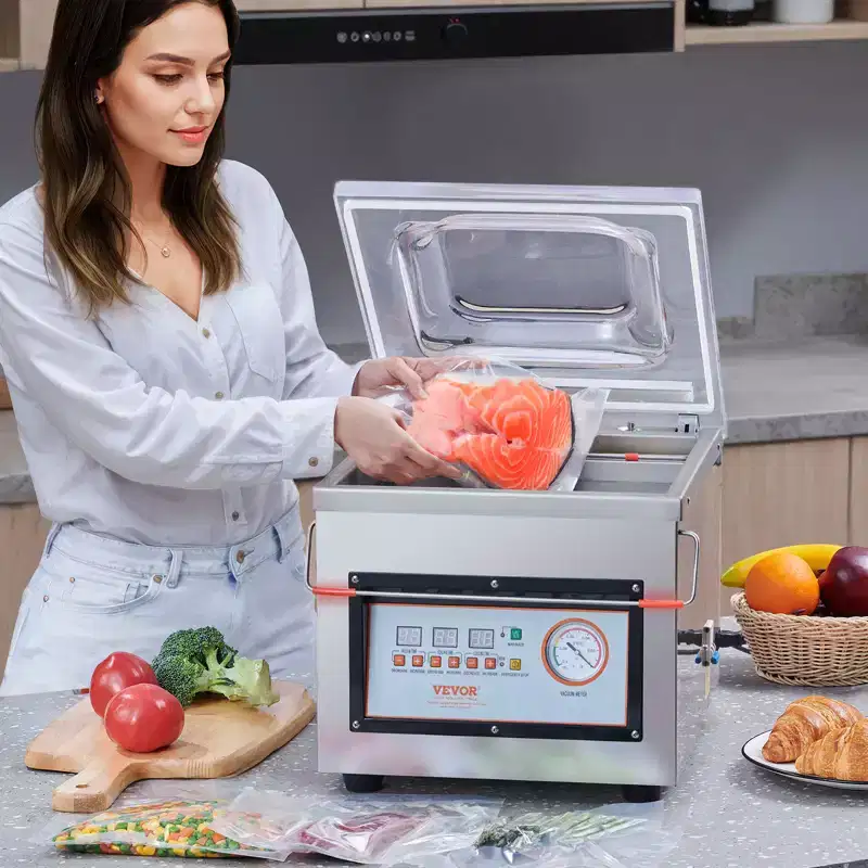 VEVOR Chamber Vacuum Sealer, 320W Sealing Power, Vacuum Packing Machine for Wet Foods, Meats, Marinades and More, with 12.6 in Sealing Length, Sliver