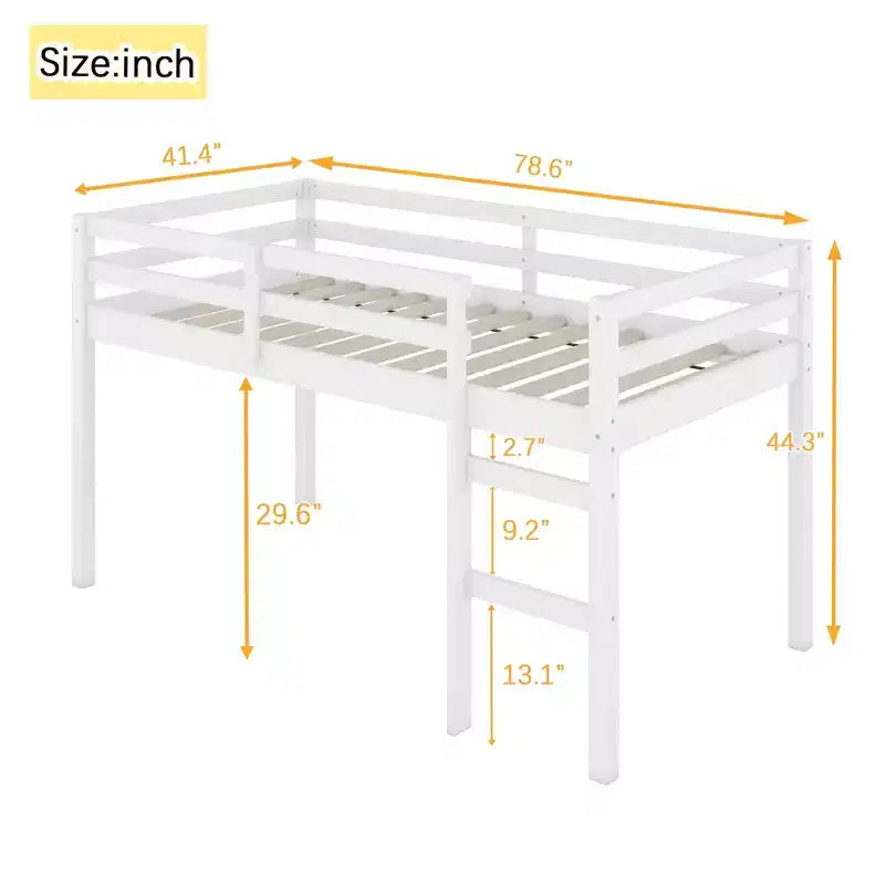Luxystar Twin Loft Bed with Ladder, Bed Platform of Strengthened Slats for Kidsa?Room and Guest Room