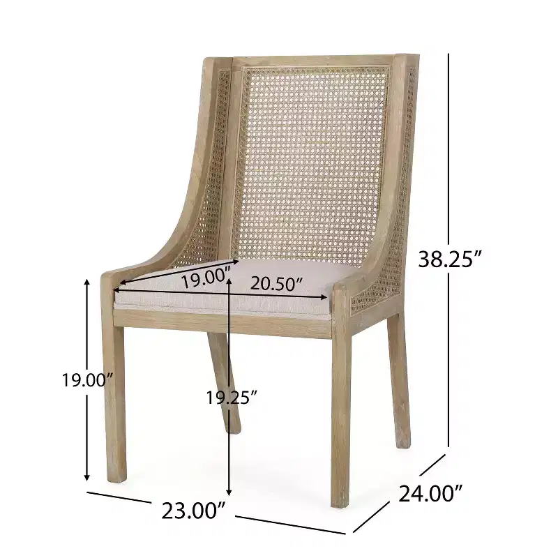 Christopher Knight Home Set of 2 Maurers Cane and Wood Upholstered Dining Chairs Beige/Natural