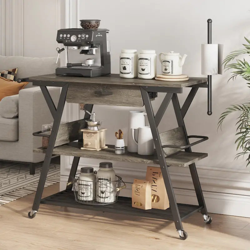 41.7 inch Wide Rolling Kitchen Island with Drawer